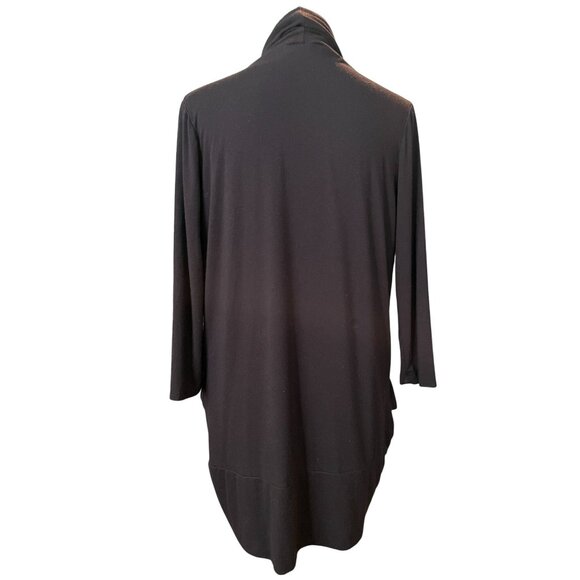 black open front draped lightweight cardigan pockets stretch 3/4 sleeve Medium - Picture 4 of 7